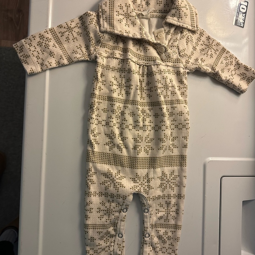 Kate Quinn Cream and Brown Patterned Kids Footie